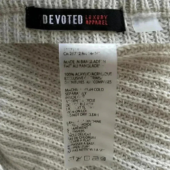 Devoted Sweater Lace Front Keyhole Neckline High Low Hem Light Beige Small - Picture 12 of 16